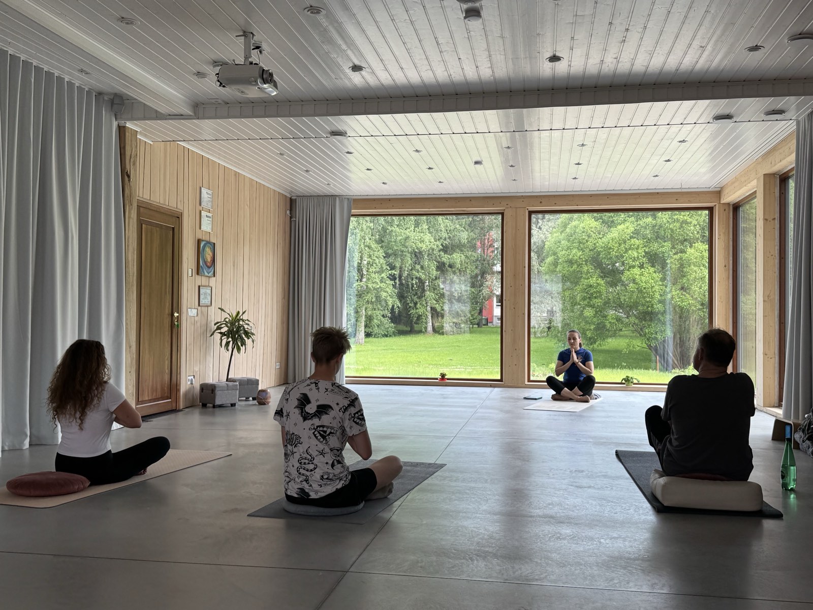 Guided meditation session at the yoga retreat in Elva, Estonia